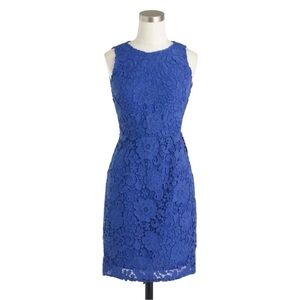 NWOT J. Crew ‘Lace Sleeveless Sheath Dress’ in “Caribbean Sea Blue” Size 2